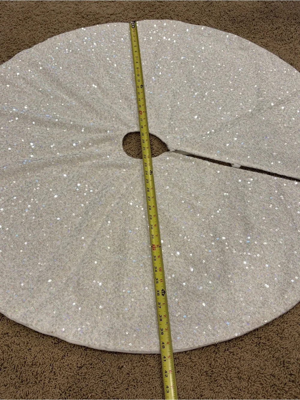 Brilliant White Sequined Christmas Tree Skirt 41” Elegant